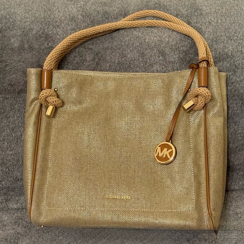 Michael Kors Gold Shoulder Bag with Rope Handles